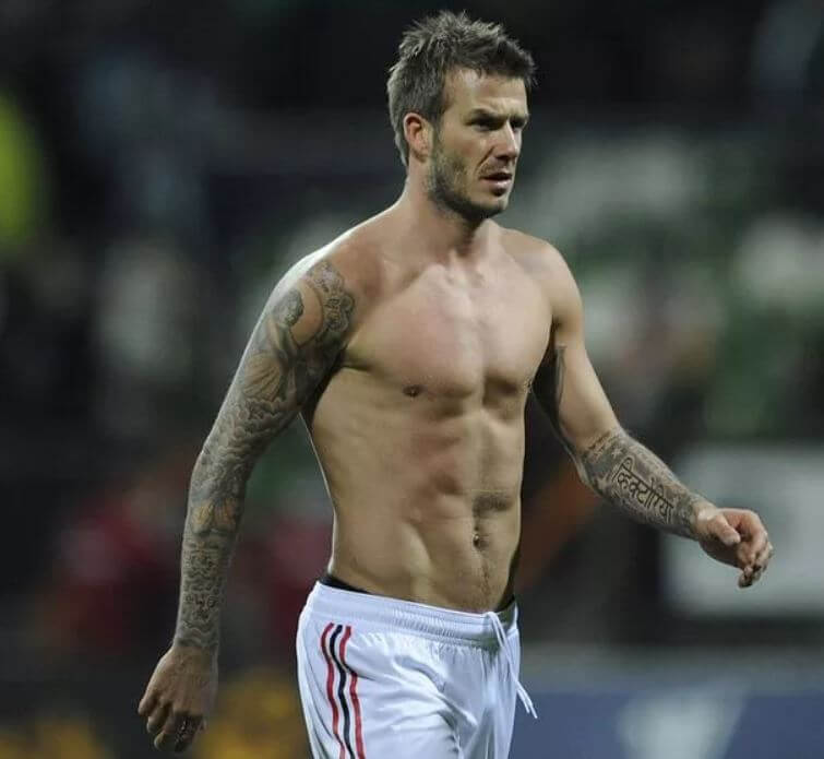 David Beckham got the name of his wife Victoria tattooed on his arm in Hindi